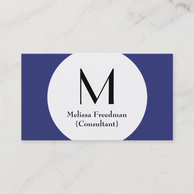 Blue Modern Circle Custom Monogram Business Cards (Front)
