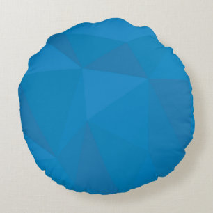 Blue, modern, cool, trendy, futuristic triangles round cushion