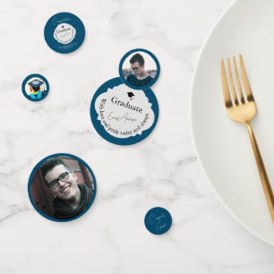 Blue Modern Custom Photo Graduate Graduation Party Confetti
