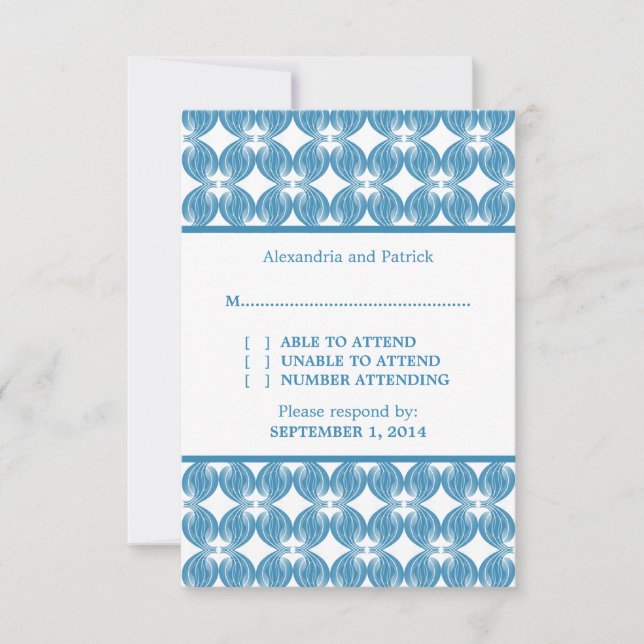 Blue Modern Deco Response Card (Front)