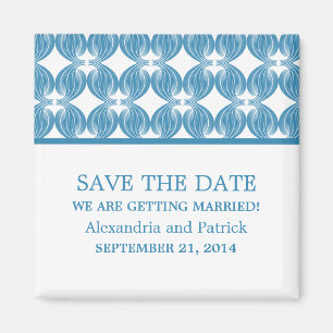 Blue Modern Deco Save the Date Magnet