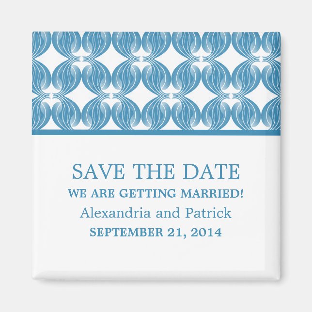 Blue Modern Deco Save the Date Magnet (Front)
