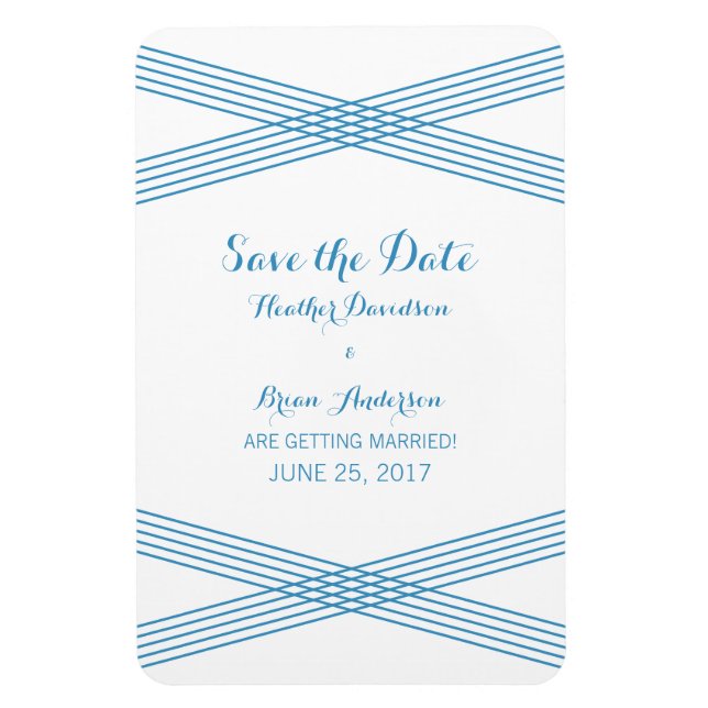 Blue Modern Deco Save the Date Magnet (Vertical)