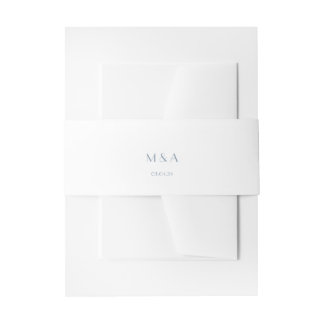 Blue Modern Deco Wedding Invitation Belly Band