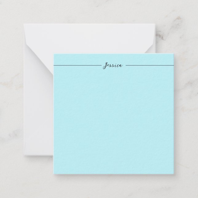 Blue Modern Elegant Plain Simple Professional Name Card (Front)