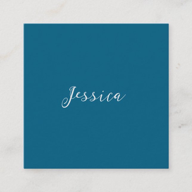 Blue Modern Elegant Plain Simple Professional Name Enclosure Card (Front)