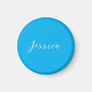 Blue Modern Elegant Plain Simple Professional Name Magnet