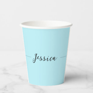 Blue Modern Elegant Plain Simple Professional Name Paper Cups