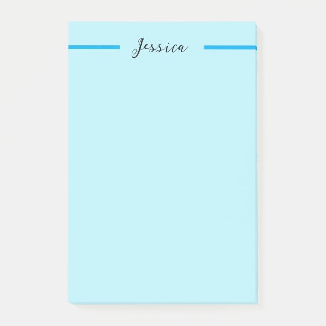 Blue Modern Elegant Plain Simple Professional Name Post-it Notes (Front)