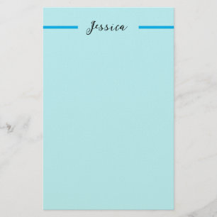 Blue Modern Elegant Plain Simple Professional Name Stationery