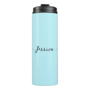 Blue Modern Elegant Plain Simple Professional Name Thermal Tumbler