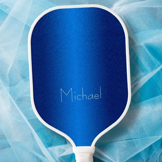 Blue Modern Elegant Typography Minimal Custom Name Pickleball Paddle (Creator Uploaded)