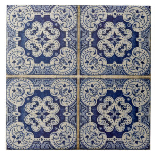 Blue Modern Floral Portuguese azulejos Tile