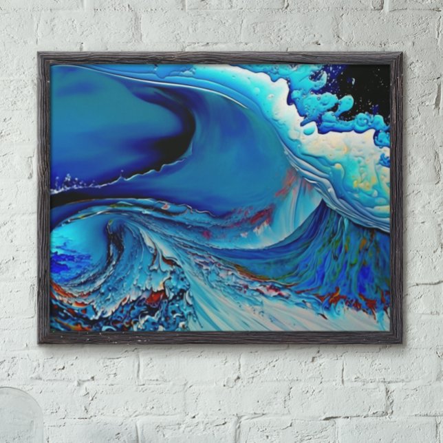 Blue Modern Fluid art Abstract  Poster (Creator Uploaded)
