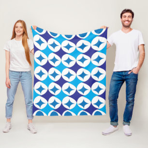 Blue Modern Geometric Fleece Blanket