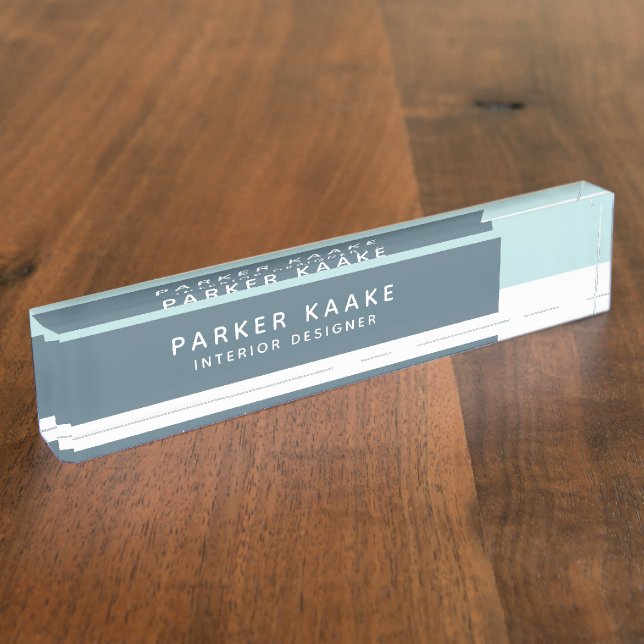 Blue Modern Geometric Luxury Nameplate (Side)