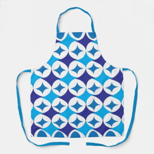 Blue Modern Geometric Pattern Apron