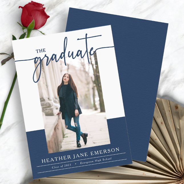 Blue Modern Graduation Announcement (Blue Modern Photo Graduation Announcement by Painted Paperie
)