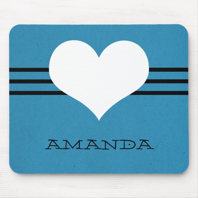 Blue Modern Heart Mousepad (Front)