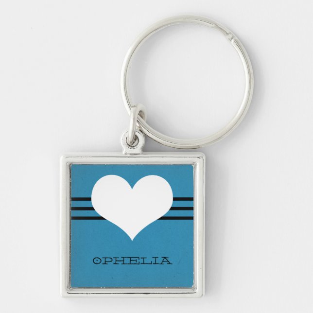 Blue Modern Heart Premium Keychain (Front)