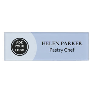 Blue Modern Logo Business Name Tag