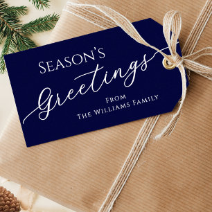 Blue Modern Minimalist Season’s Greetings Gift Tags