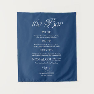 Blue Modern Minimalist "The Bar" Wedding Sign Tapestry