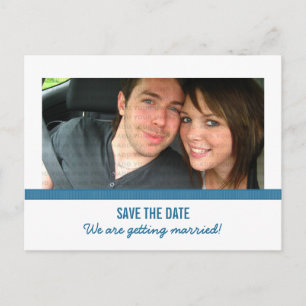 Blue Modern Photo Save the Date Postcard