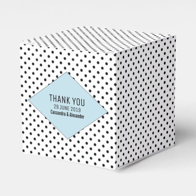 Blue Modern Polka Dots Wedding Favour Box (Front Side)