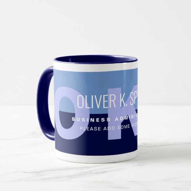Blue Modern Profession Coffee Mug with Name (Front Left)