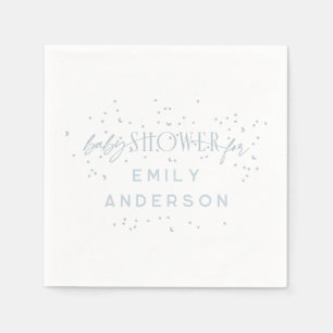 Blue Modern Rainbow and stars White Baby Shower Napkin