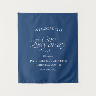 Blue Modern Rehearsal Dinner Welcome Sign Tapestry