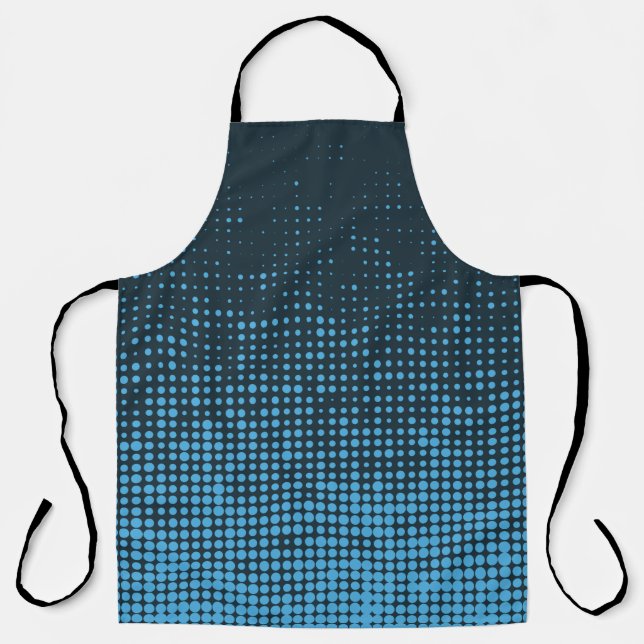 Blue, modern, retro, cool, trendy dot pattern apron (Front)