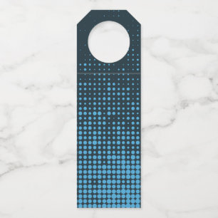 Blue, modern, retro, cool, trendy dot pattern bottle tag