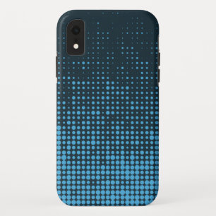 Blue, modern, retro, cool, trendy dot pattern iPhone XR case