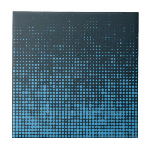 Blue, modern, retro, cool, trendy dot pattern ceramic tile