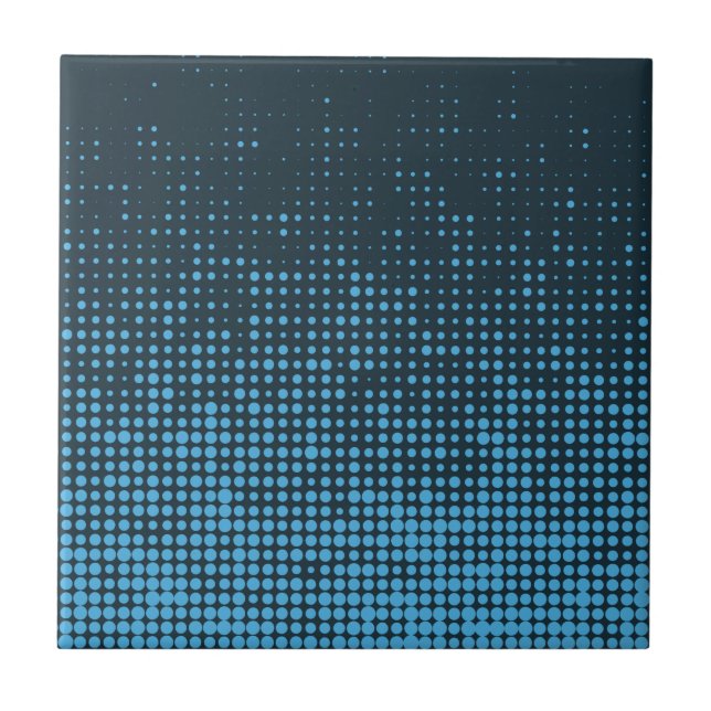 Blue, modern, retro, cool, trendy dot pattern ceramic tile (Front)