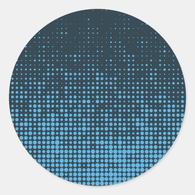 Blue, modern, retro, cool, trendy dot pattern classic round sticker (Front)