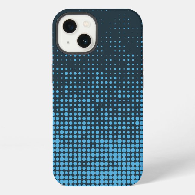 Blue, modern, retro, cool, trendy dot pattern iPhone case (Back)
