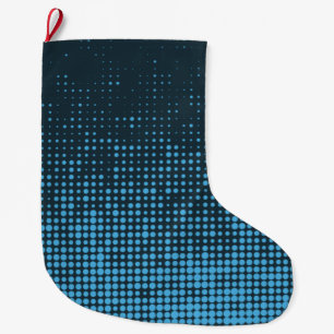 Blue, modern, retro, cool, trendy dot pattern large christmas stocking