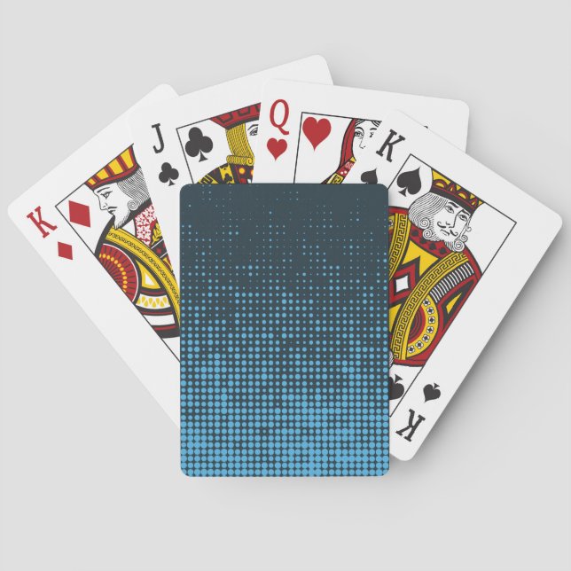 Blue, modern, retro, cool, trendy dot pattern playing cards (Back)