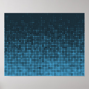 Blue, modern, retro, cool, trendy dot pattern poster