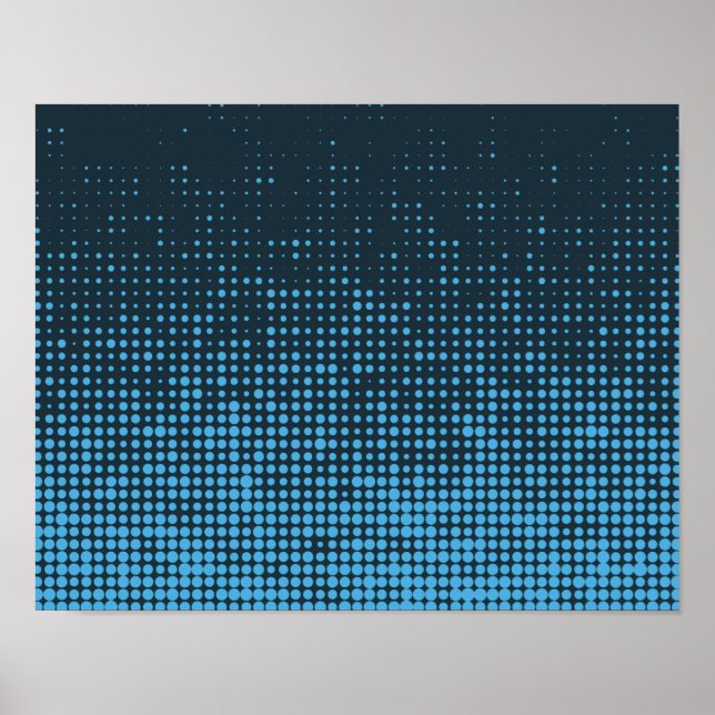 Blue, modern, retro, cool, trendy dot pattern poster (Front)