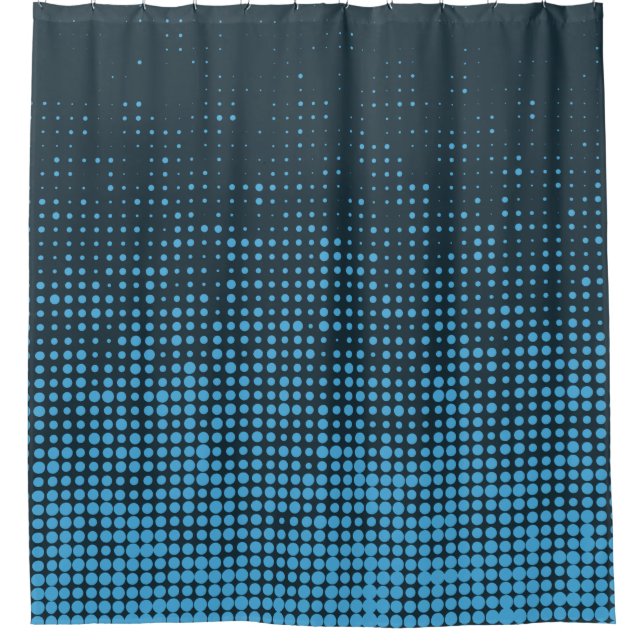 Blue, modern, retro, cool, trendy dot pattern shower curtain (Front)