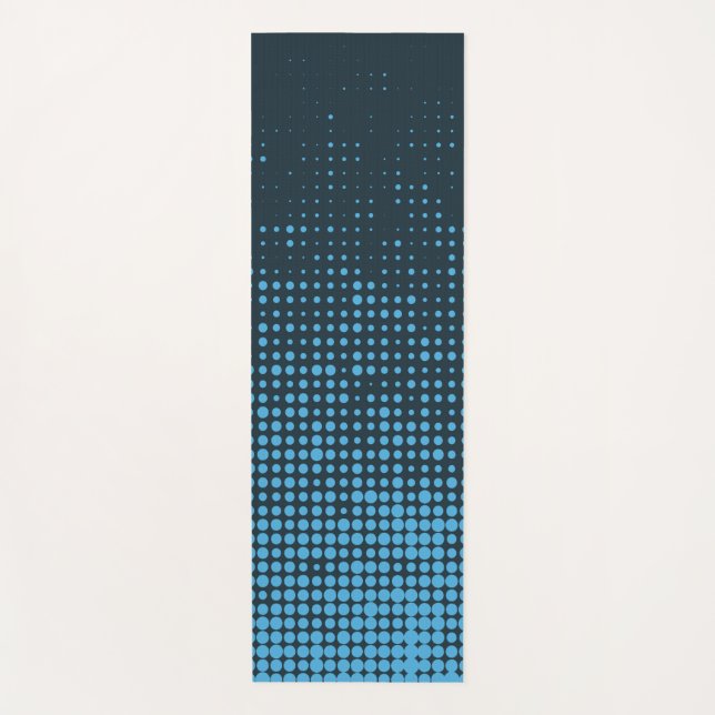 Blue, modern, retro, cool, trendy dot pattern yoga mat (Front)
