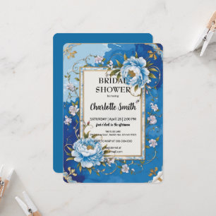 Blue Modern Rose antique bridal shower Invitation