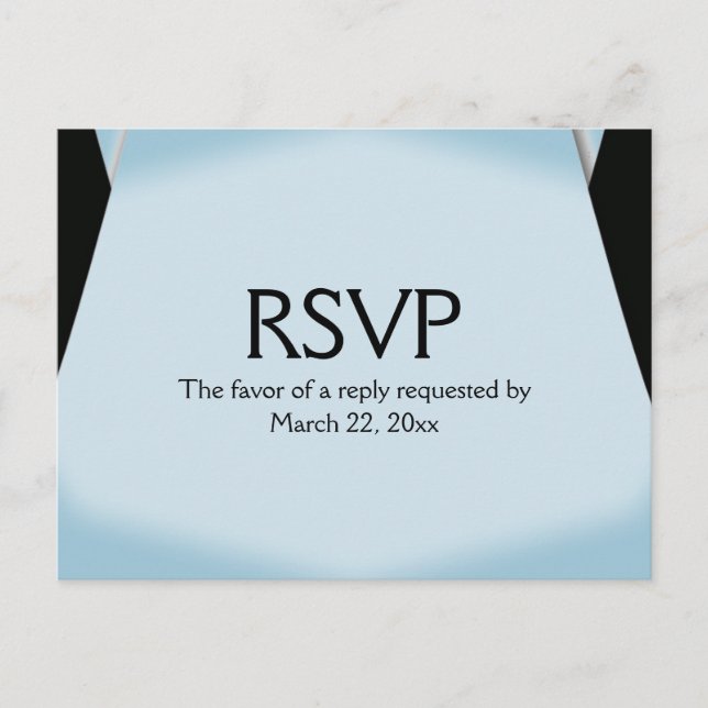 Blue Modern Save the Date Menu RSVP Postcard (Front)