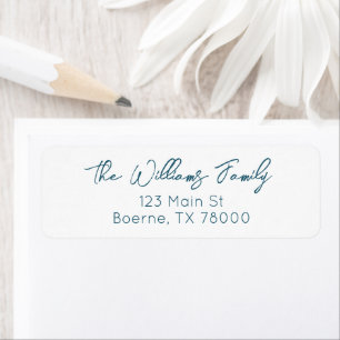 Blue Modern Script Address Return Address Label