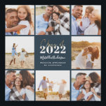 blue modern script graduation photo class of 2022 faux canvas print<br><div class="desc">navy blue modern script graduation photo class of 2022. Modern on trend script text. Part of a collection. multi photo graduation gift</div>