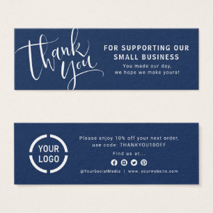Blue modern script logo business thank you insert